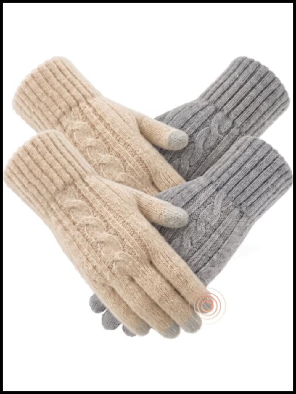 Merino Wool Winter Gloves Touchscreen 2 Pairs One Size Fleece Lined Warm Knit